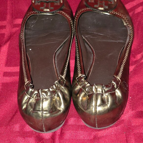 Tory Burch, Gold Toned Ballet Flats, USED, Women's Size 9 - Picture 5 of 5